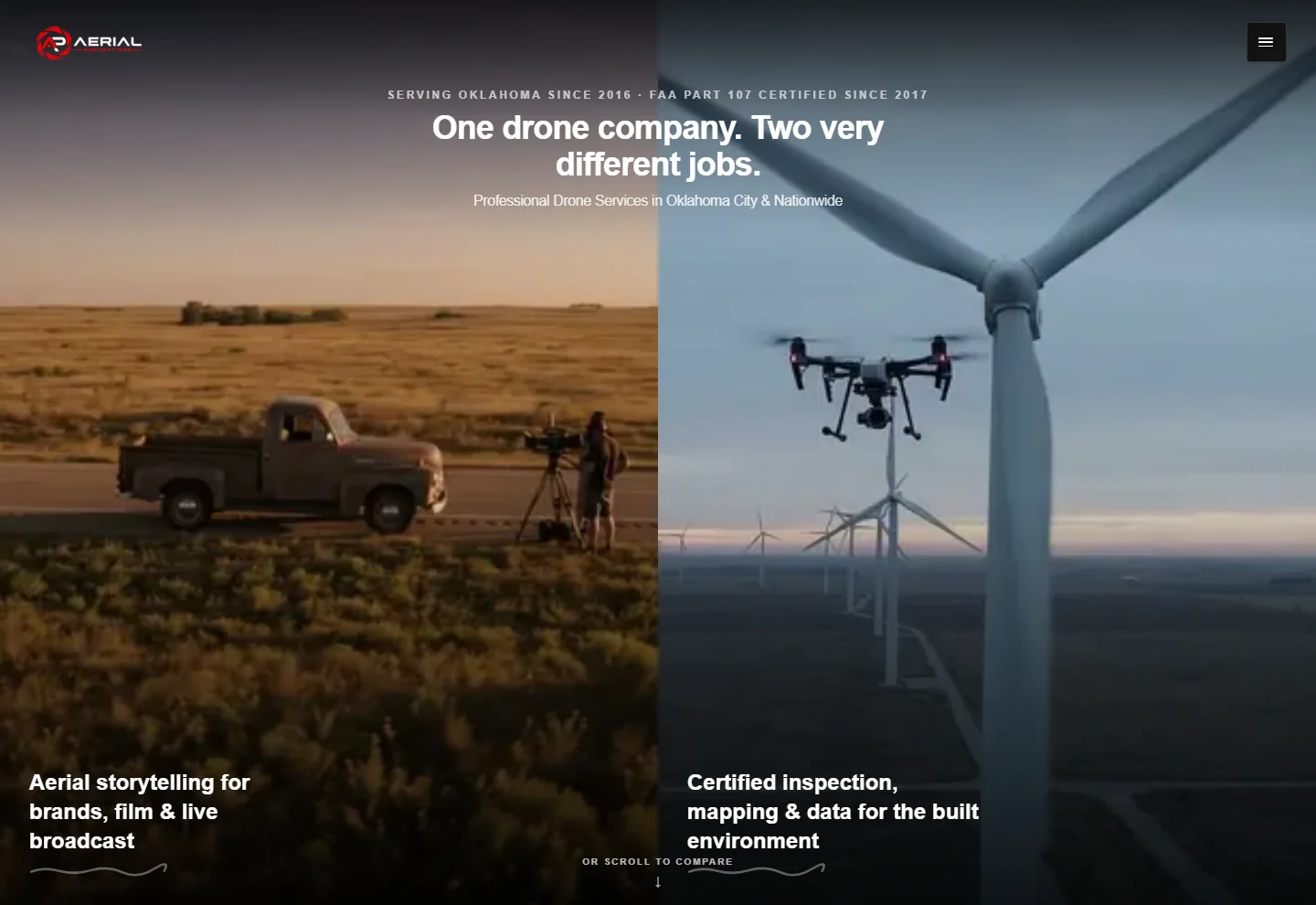 Aerial Perceptions website designed by Interstate Rankers
